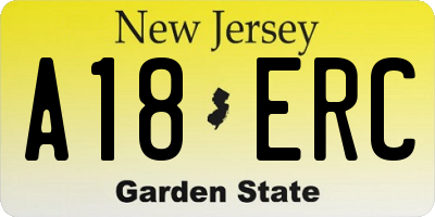 NJ license plate A18ERC