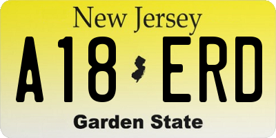 NJ license plate A18ERD