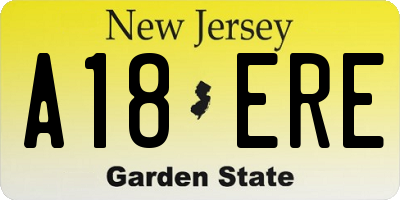 NJ license plate A18ERE