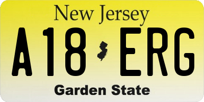 NJ license plate A18ERG