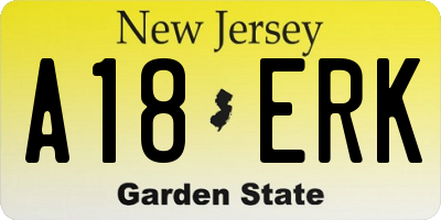 NJ license plate A18ERK