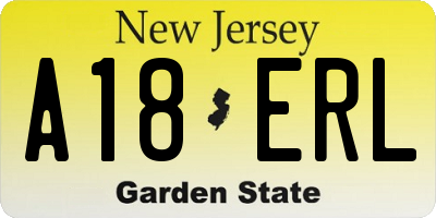 NJ license plate A18ERL