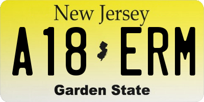 NJ license plate A18ERM