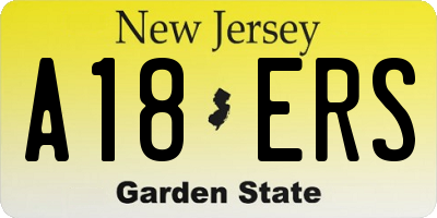 NJ license plate A18ERS
