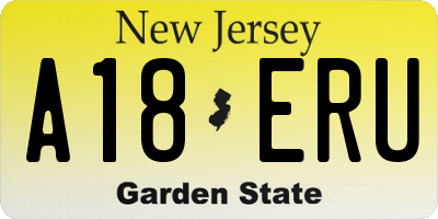 NJ license plate A18ERU