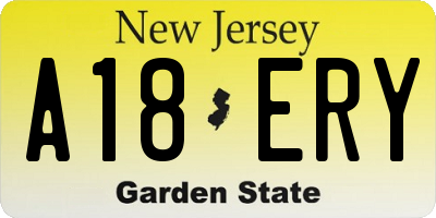 NJ license plate A18ERY