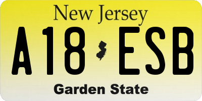 NJ license plate A18ESB
