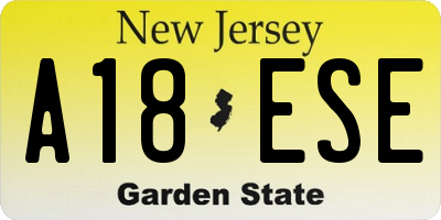 NJ license plate A18ESE