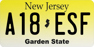 NJ license plate A18ESF