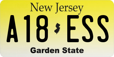 NJ license plate A18ESS