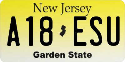 NJ license plate A18ESU