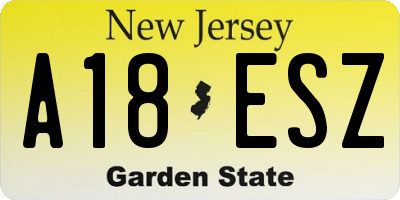NJ license plate A18ESZ