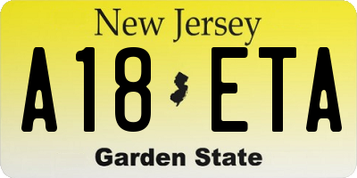 NJ license plate A18ETA