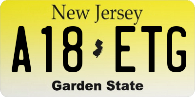 NJ license plate A18ETG