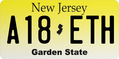NJ license plate A18ETH