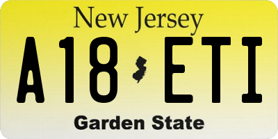 NJ license plate A18ETI