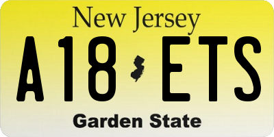 NJ license plate A18ETS