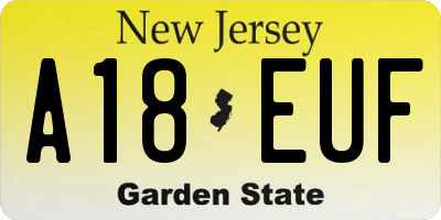 NJ license plate A18EUF