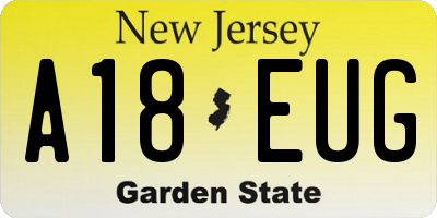 NJ license plate A18EUG