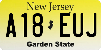 NJ license plate A18EUJ