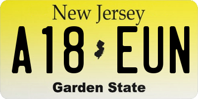 NJ license plate A18EUN