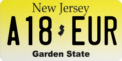 NJ license plate A18EUR