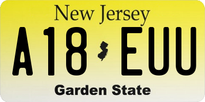 NJ license plate A18EUU