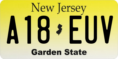 NJ license plate A18EUV