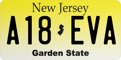 NJ license plate A18EVA