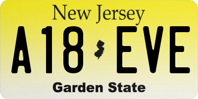NJ license plate A18EVE