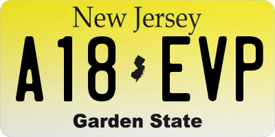 NJ license plate A18EVP