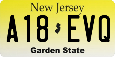 NJ license plate A18EVQ