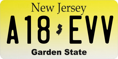 NJ license plate A18EVV
