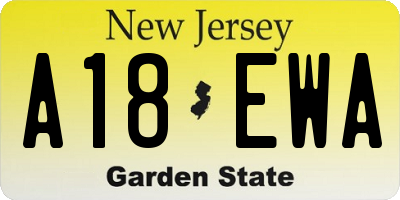 NJ license plate A18EWA