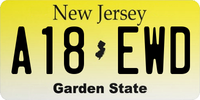 NJ license plate A18EWD