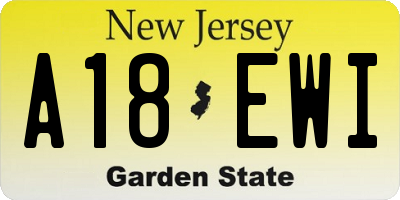 NJ license plate A18EWI