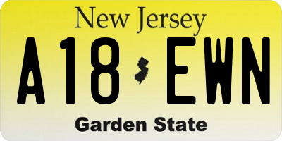 NJ license plate A18EWN