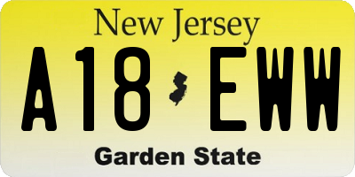 NJ license plate A18EWW