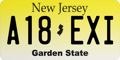 NJ license plate A18EXI