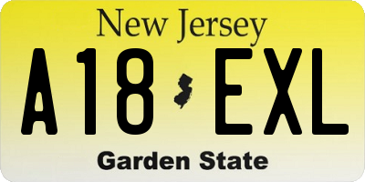 NJ license plate A18EXL