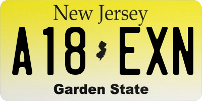 NJ license plate A18EXN