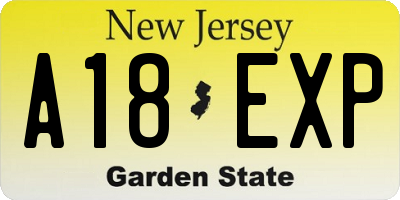 NJ license plate A18EXP