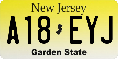 NJ license plate A18EYJ