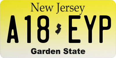 NJ license plate A18EYP