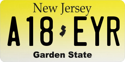 NJ license plate A18EYR