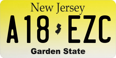 NJ license plate A18EZC