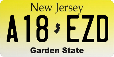 NJ license plate A18EZD