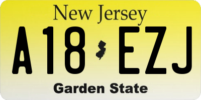 NJ license plate A18EZJ