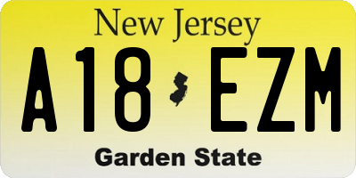 NJ license plate A18EZM