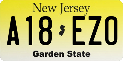 NJ license plate A18EZO